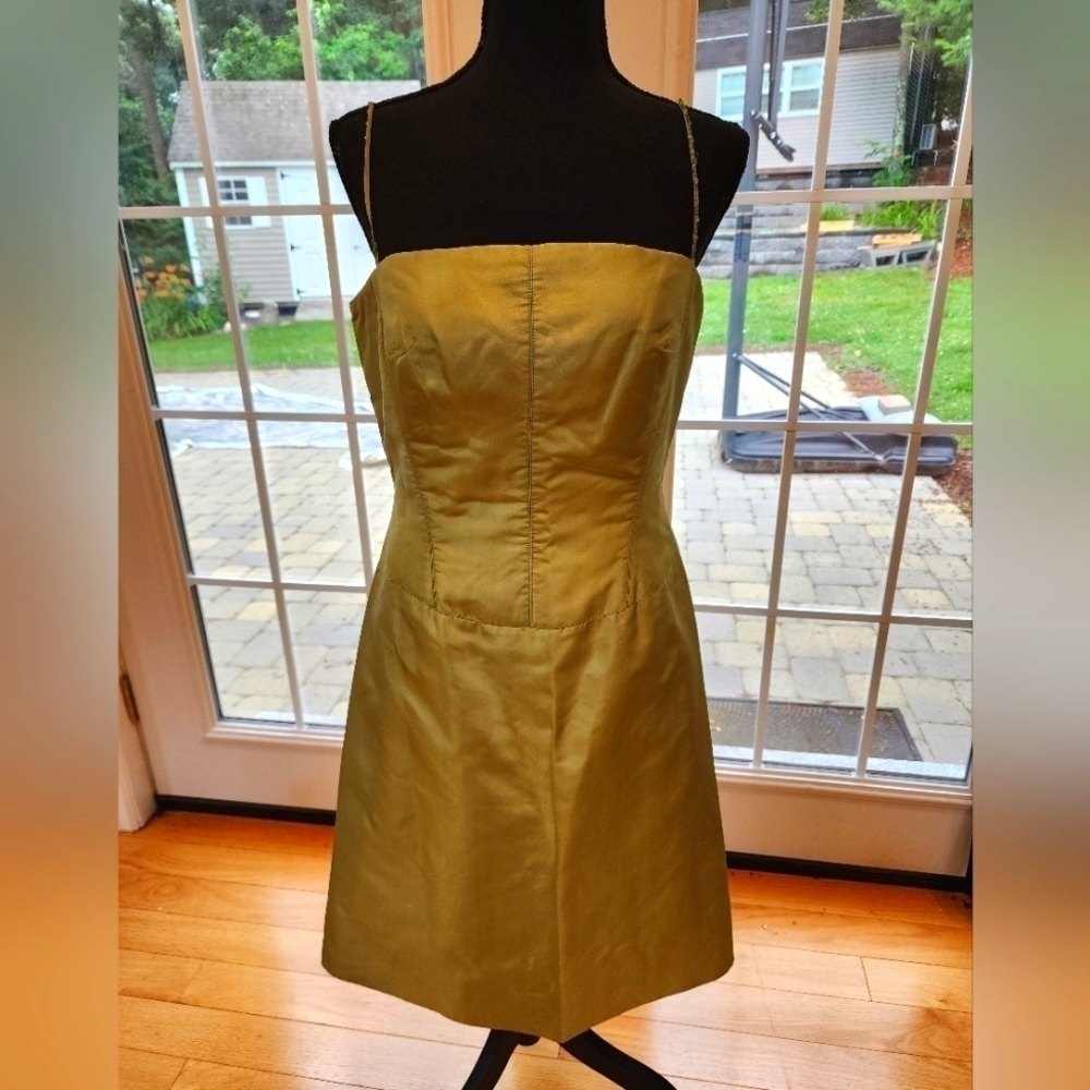 VINTAGE TAHARI SILK DRESS sage green size 8